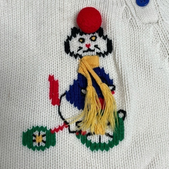 Vintage Cat Tricycle Sweater Toddler 3T Rainbow Knit Novelty Kids - Picture 6 of 6